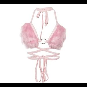 Pink fur bralette